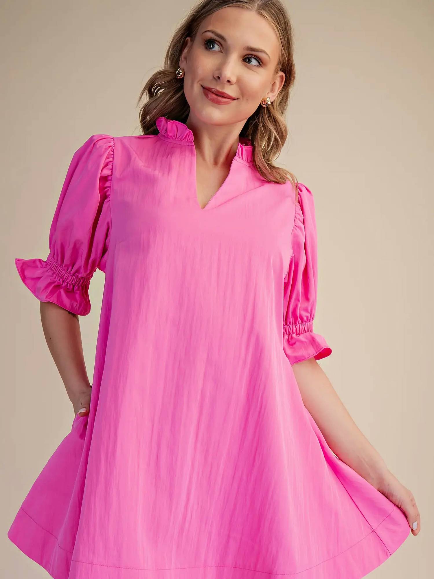 Glam - Diana Puff Sleeve Dress