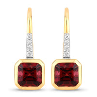 Diana M Jewels Women's Octagon Natural Rubellite Stud Earrings (2.56 Ct) - Signature in 14k yellow gold - women's jewelry