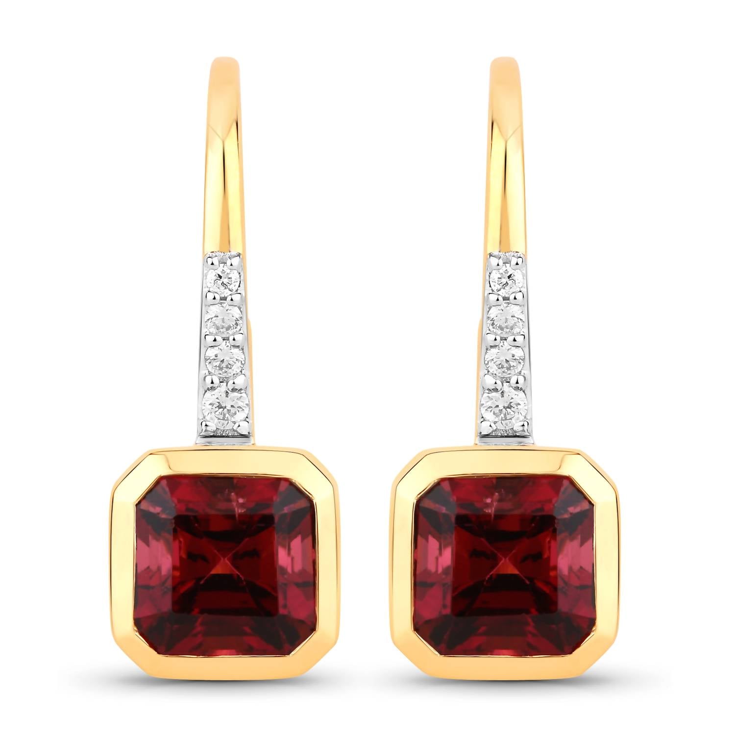 Diana M Jewels Women's Octagon Natural Rubellite Stud Earrings (2.56 Ct) - Signature in 14k yellow gold - women's jewelry
