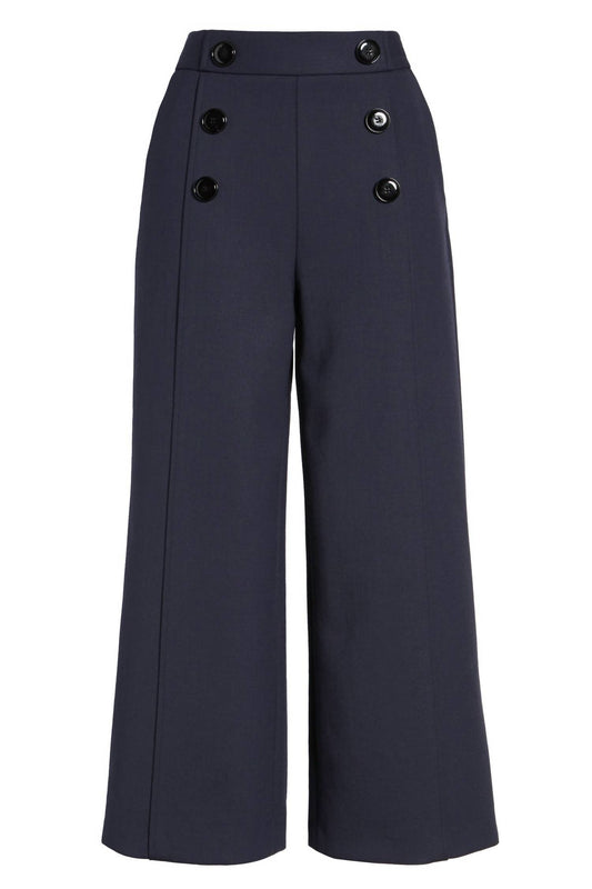 Lewit - High Rise Flare Leg Cropped Wool Pants