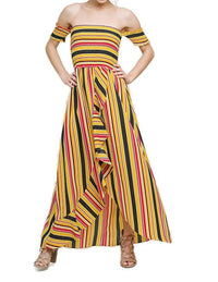 Umgee - Striped Ruffle Tulip Maxi Dress