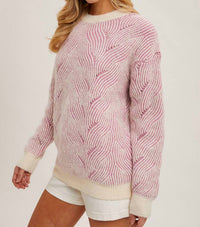 Bluivy - Crew Neck Geo Textured Knit Sweater