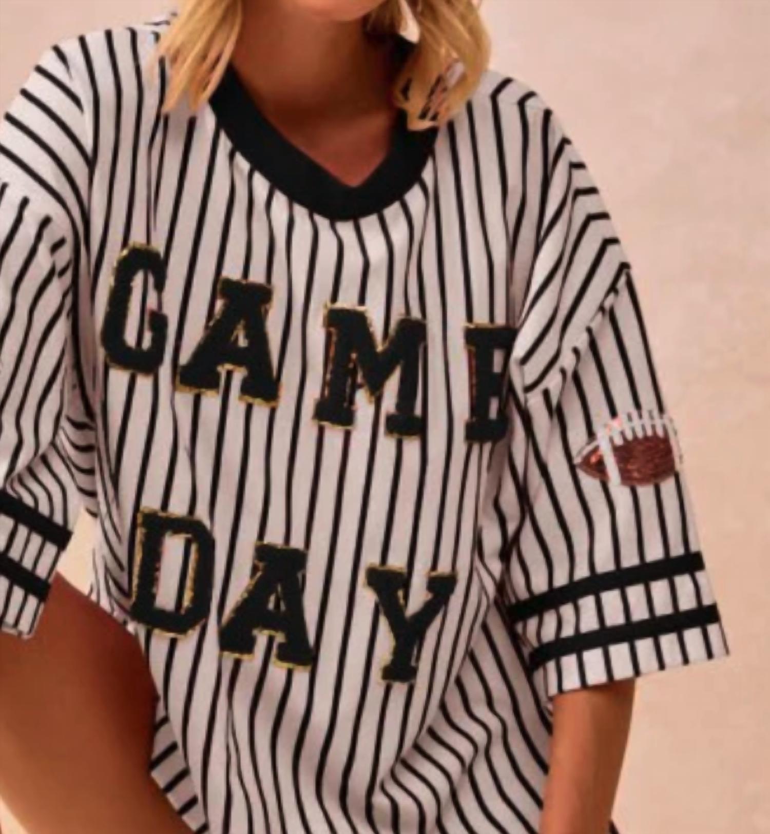 Gameday Couture - A-team Striped Game Day Top