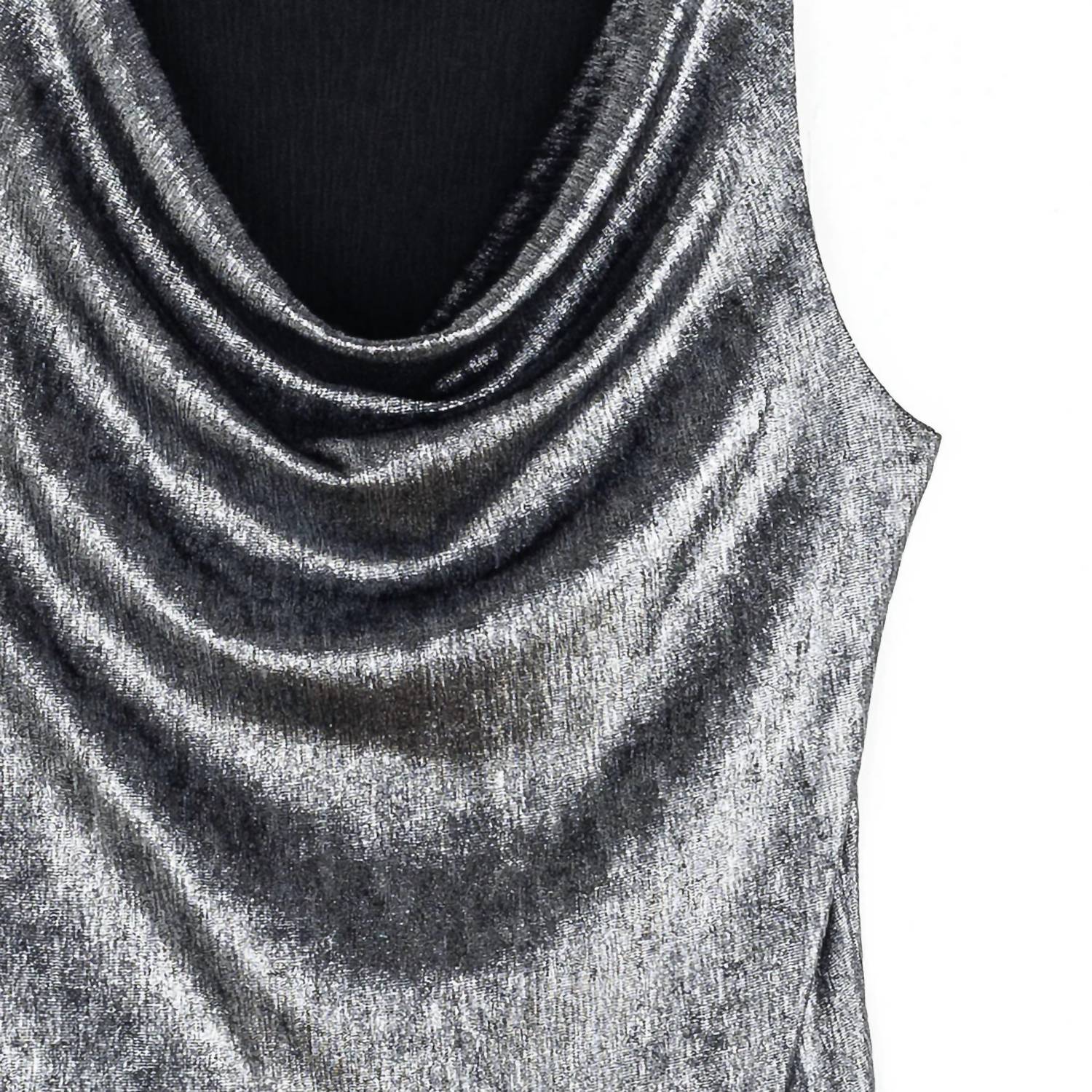 Clara Sunwoo - Metallic Cowl Neck Draped Tank