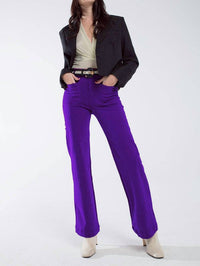 Q2 Women's Straight Leg Jeans in purple - women's jeans - alternate view