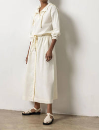 Lilla P - Poplin Button Front Midi Skirt