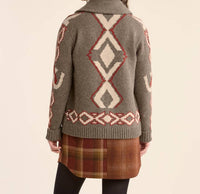 PENDLETON Heritage Wool button sweater in brown - women's cardigan - alternate view