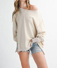 Aemi + Co - Oversized Seam Detail Pullover Sweatshirt