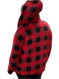 Honeyme - Buffalo Plaid Sherpa Sweater Jacket
