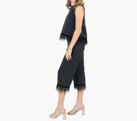 SIDE ZIP FEATHER FRINGE PARTY PANT