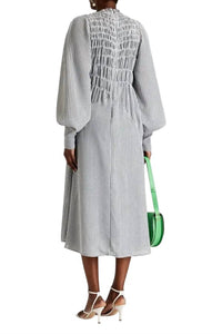 Victoria Beckham - Shirred Gingham Seersucker Midi Dress