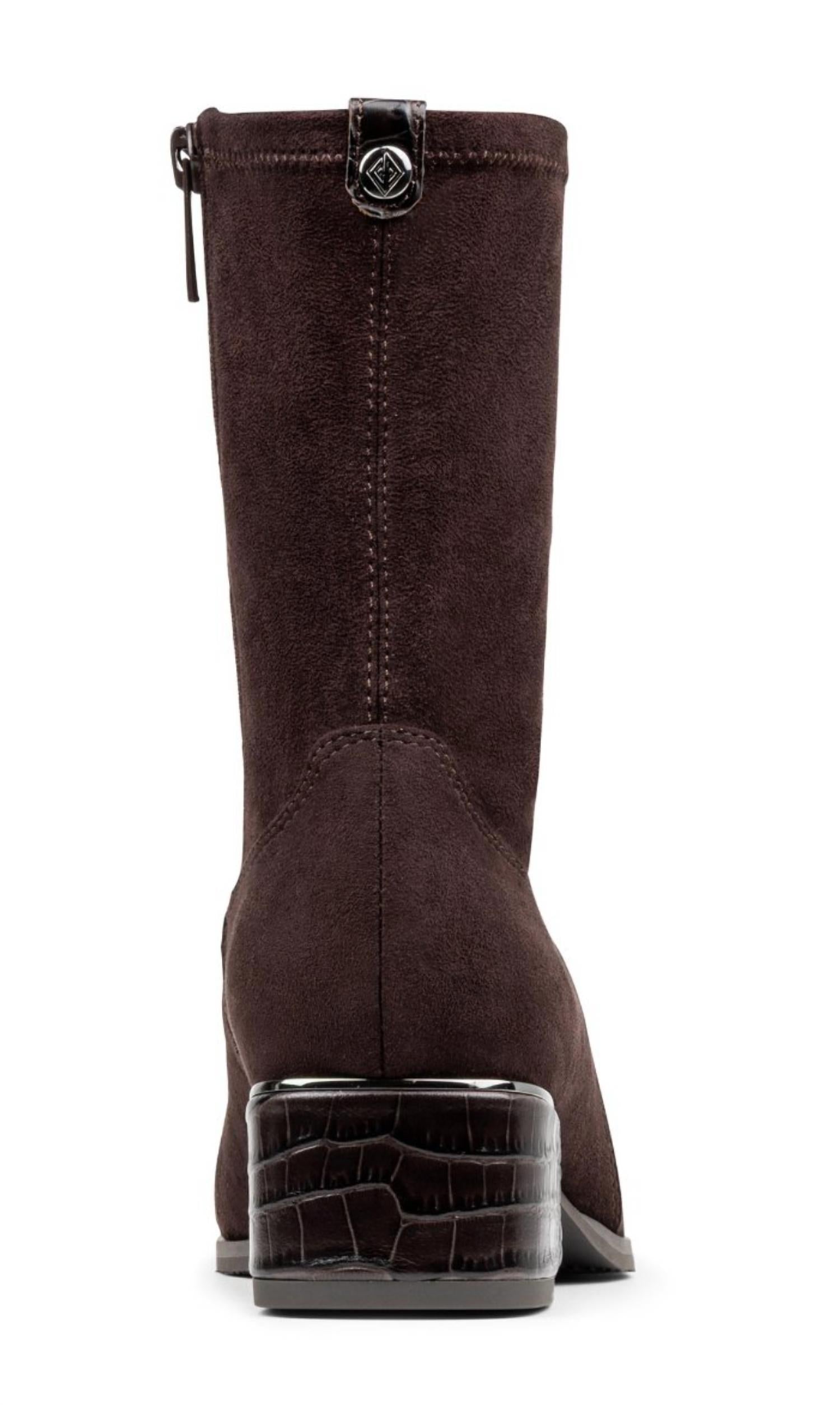 DONALD PLINER Women's Asherasu Croco Embossed Block Heel Booties in dark brown - women's shoe - alternate view