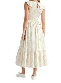 Mable - Floral Peter Pan Smocked Midi Dress