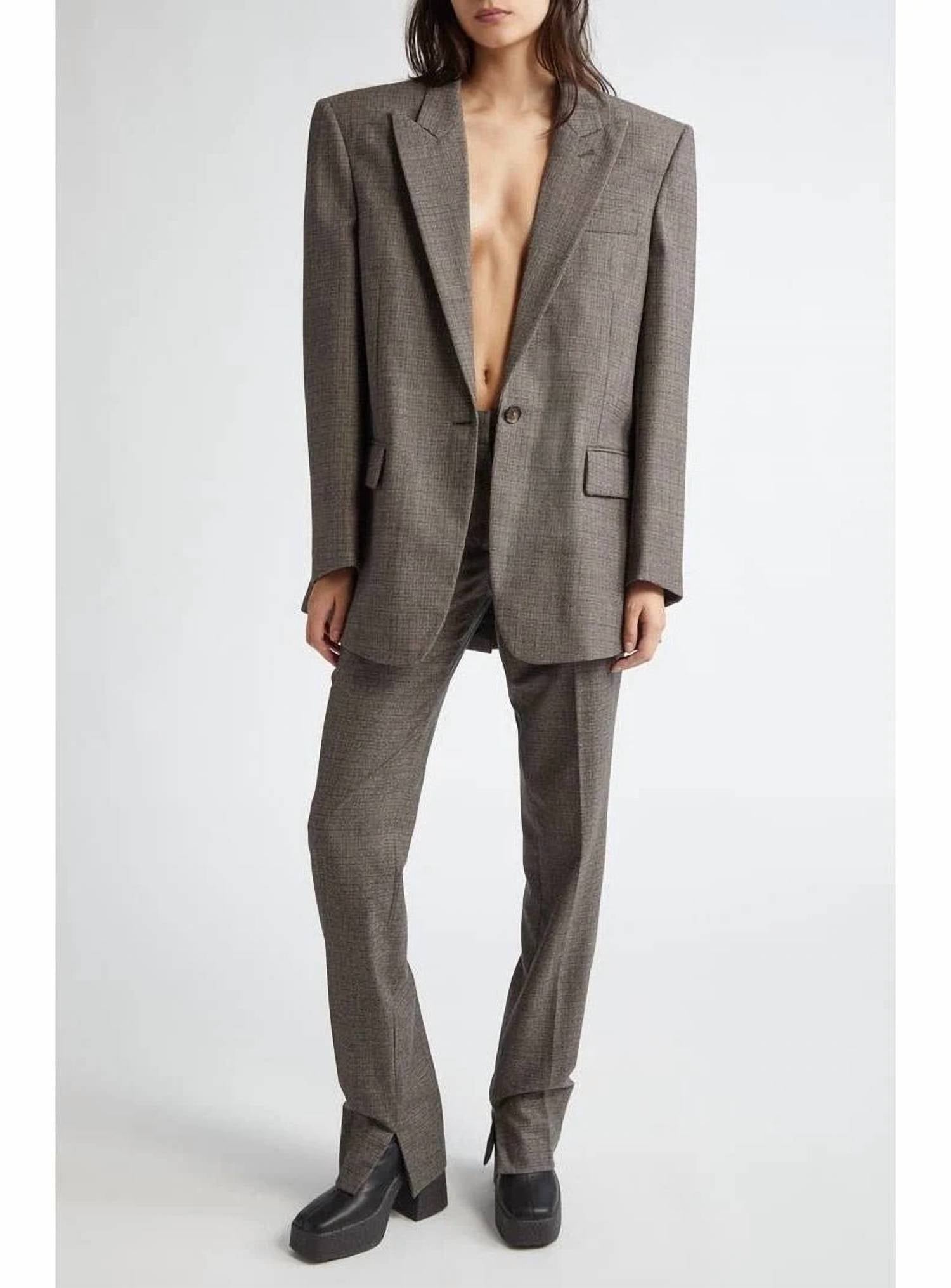 Stella Mccartney - Slim Fit Check Split Hem Wool Pants