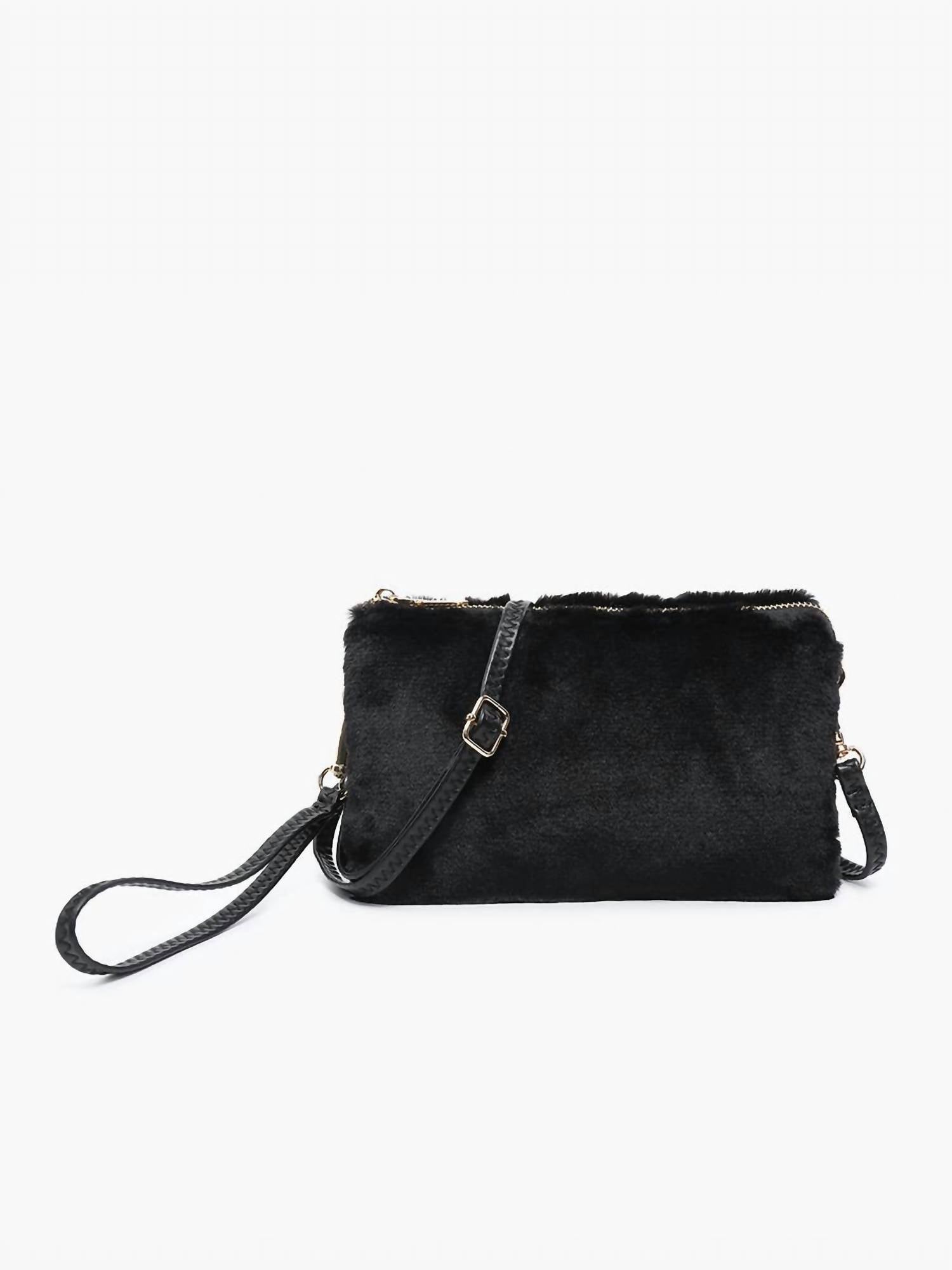 Jen & Co. - Women's Riley Fur Three Compartment Crossbody Wristlet Bag