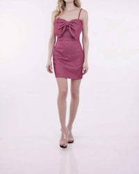 She + Sky - Metallic Bow Mini Dress