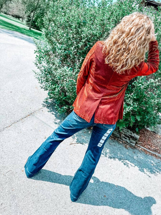 Rock & Roll Denim - Iridescent On Fire Fall Blazer