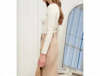 The Workshop - Scallop Trim Long Sleeve Sweater Knit Top