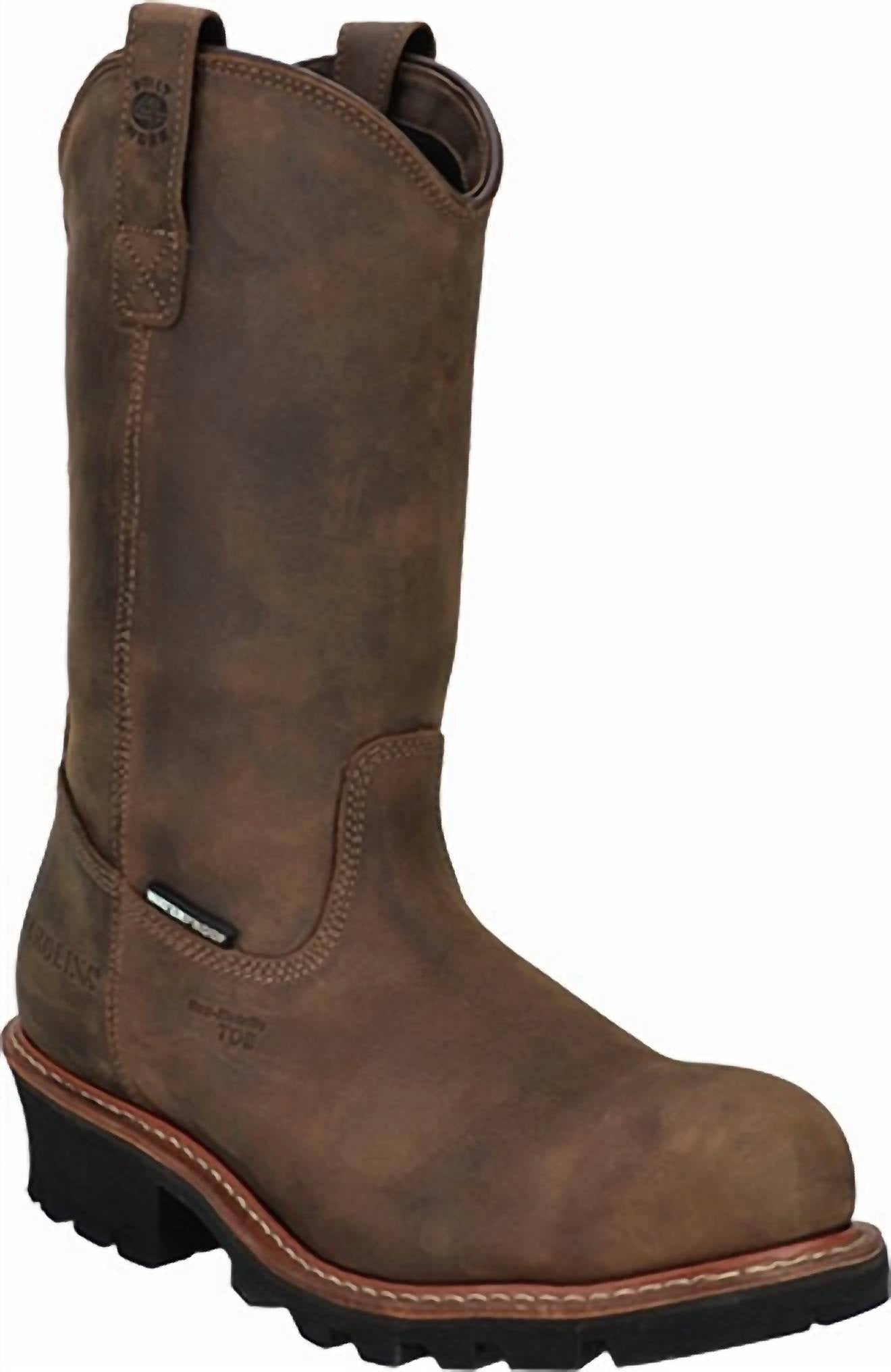 Carolina Men's Wellington Comp Toe WP Logger Work Boot in brown - men's boots