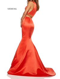 Sherri Hill 2-piece Mermaid Formal Dress in orange - women's dress - detail view