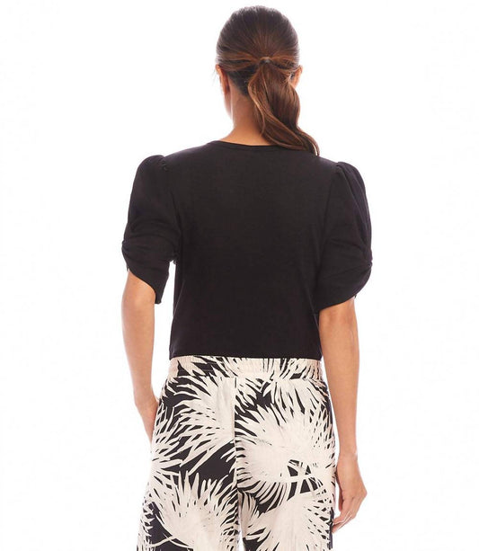 Karen Kane - Ribbed Twist Sleeve V-Neck Top