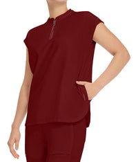 Healing Hands - Sandy Zip Mandarin Collar Top
