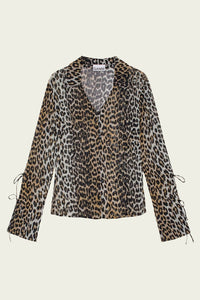 Ganni - Printed Chiffon Slim Shirt