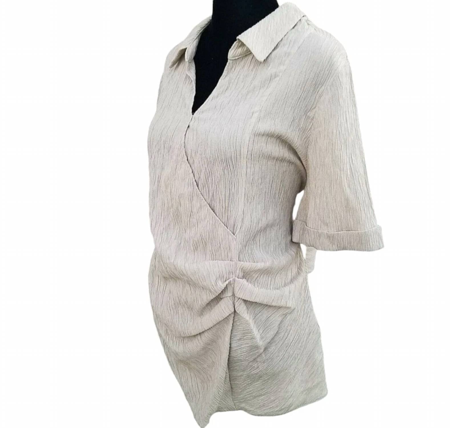 Alfani - V-neck Collared Ruched Blouse