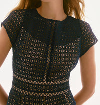 Joseph Ribkoff Lace Midi Dress in navy nude - women's dress - alternate view