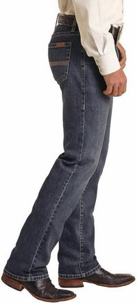 Rock & Roll Denim Men's Revolver Straight Vintage '46 Slim Fit Straight Leg Jeans in medium wash - men's jeans - detail view