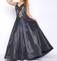 Mac Duggal - Shiny Taffeta Fit and Flare Ball Gown - Plus