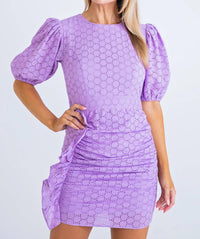 Karlie - Eyelet Circle Side Ruffle Dress