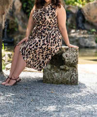 Never Fully Dressed - Cotton Linen Leopard Brooklyn Maxi Dress - Plus