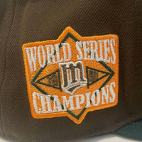 New Era Twins Autumn Woods Custom Hat in brown - men's hat - detail view