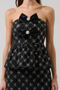 Sugarlips - Whitney Tweed Virelia Bow Strapless Top