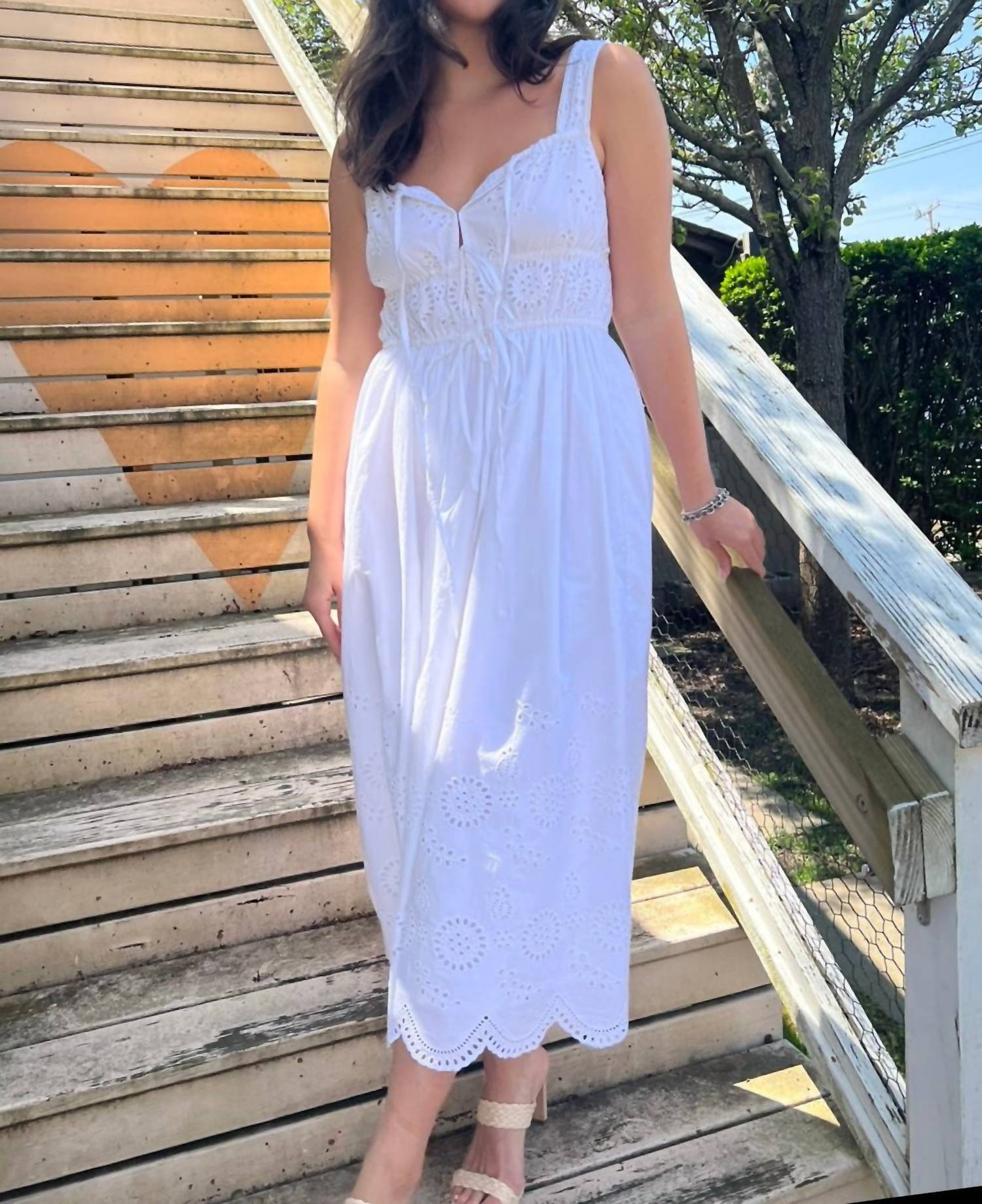 NIBI MTK Louisa Eyelet Midi Dress in white - women's dress - view 10