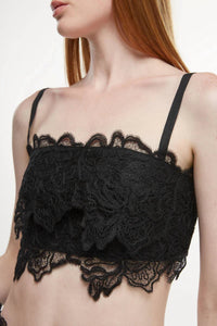 WAIMARI Amanecer Lace Bandeau Crop Top in black - women's shirt