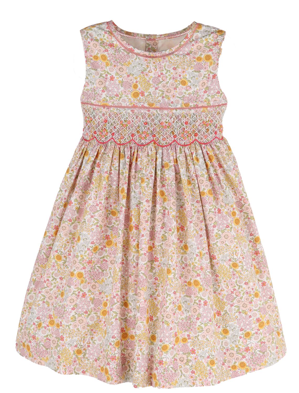 Gabby Girl's Floral Bouquet Smock Dress in pink - kids' dress