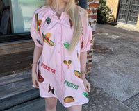 QUEEN OF SPARKLES Cinco Icon Button Up Cotton Dress in light pink - women's dress - alternate view