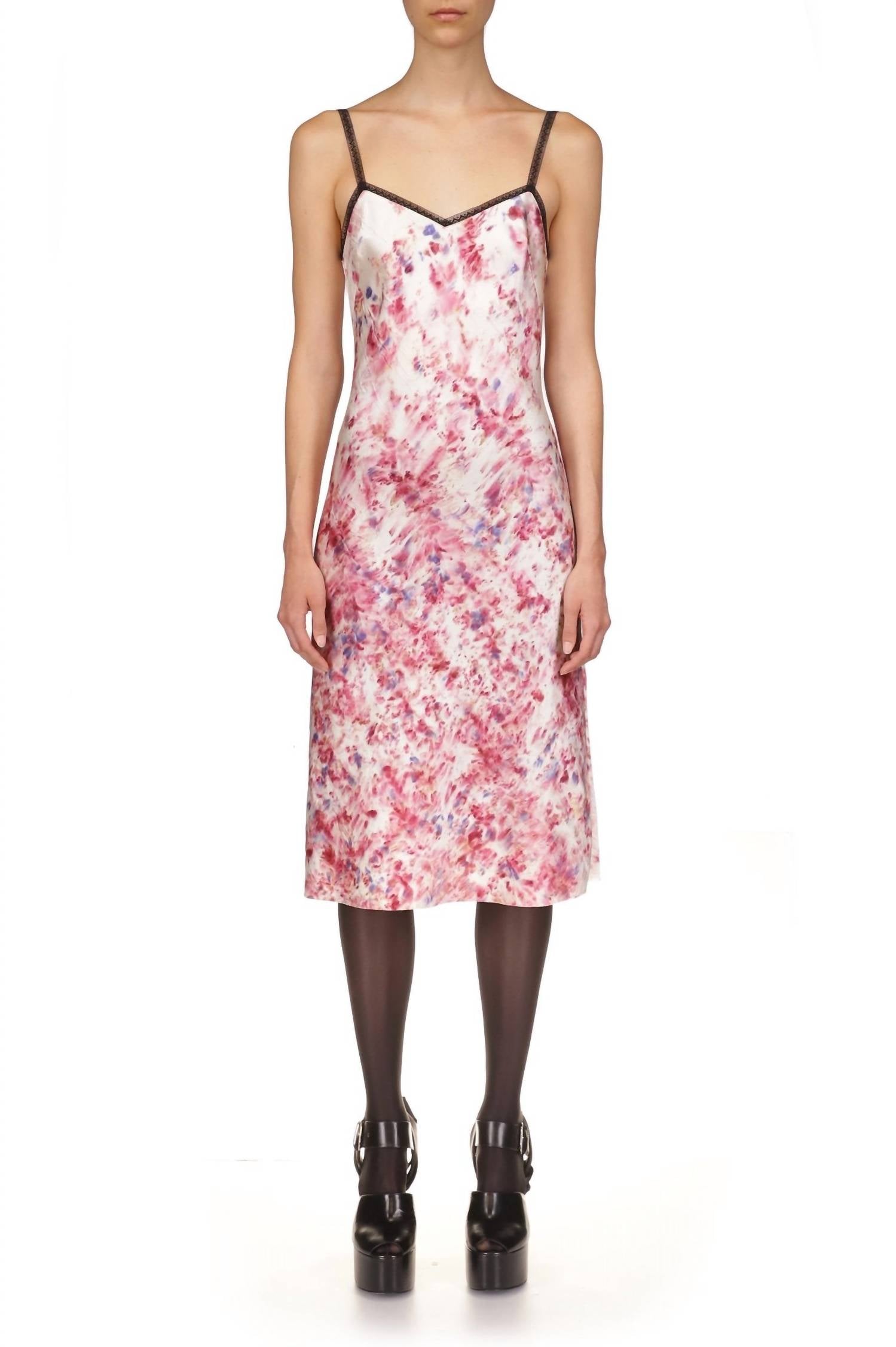 Marina Moscone - Floral Print Midi Slip Dress