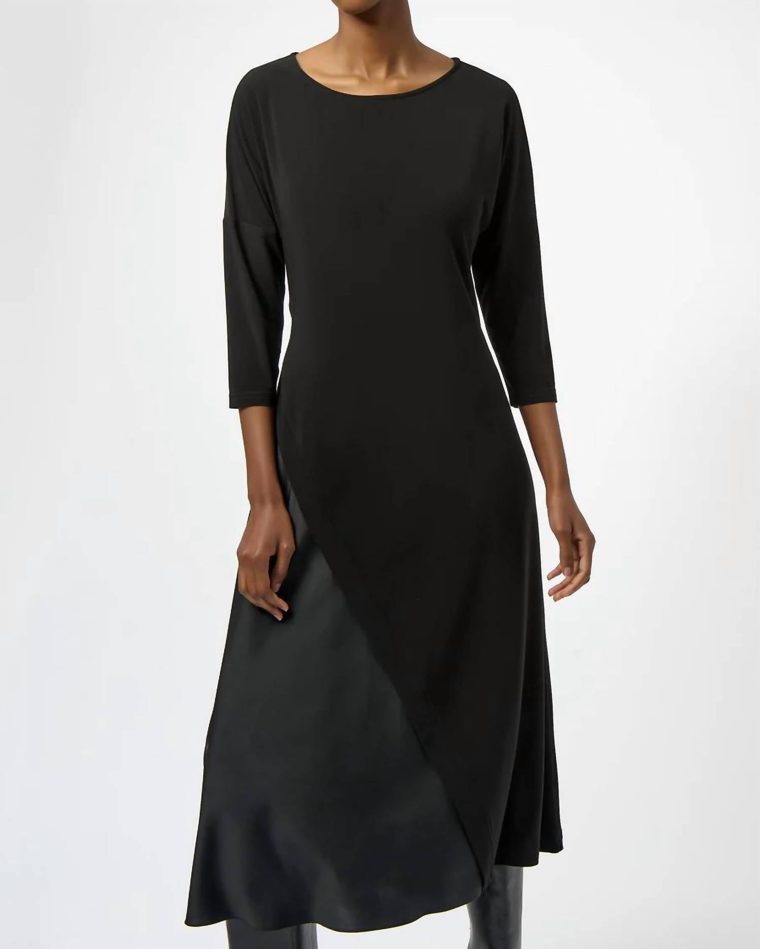 Joseph Ribkoff Print 3/4 Sleeve Trapeze Dress in black - women's dress - alternate view