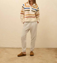 Faherty Fireside Popover Sweatshirt in dream fleece stripe - women's top - alternate view