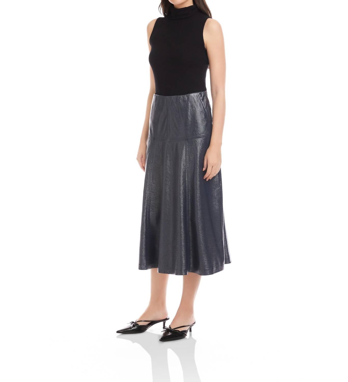 Fifteen Twenty - Bronwyn Faux Patent Leather Midi Skirt