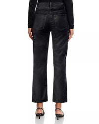 FRAME Le Sleek Straight Velveteen Jeans in green smoke - women's jeans - detail view