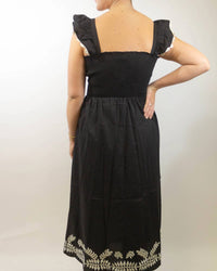 Thml - Camilla Flutter Sleeve Embroidered Midi Dress