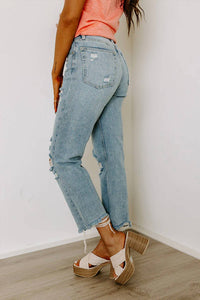 Just Usa - Kai High Waist Distressed Straight Leg Jeans