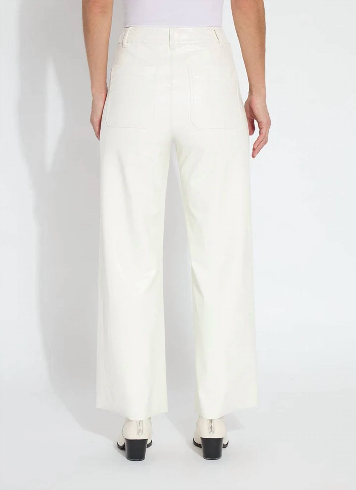 Lysse Vegan Leather Wide Leg Pants in snow white - women's pants - alternate view