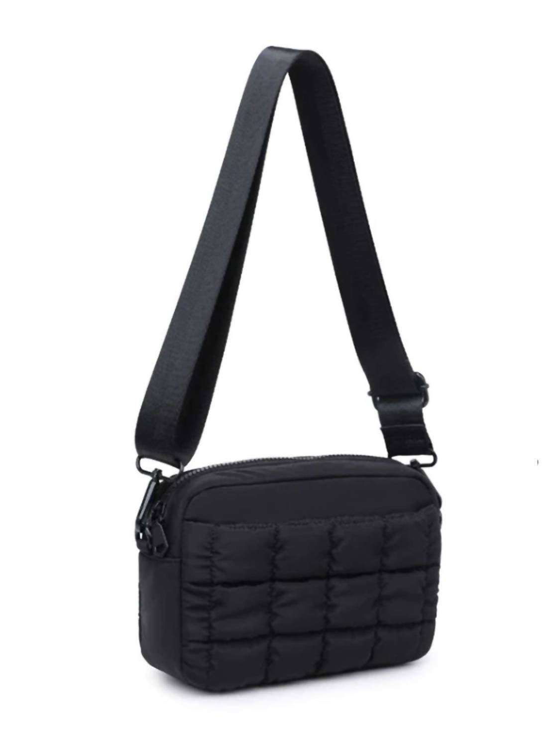 SOL and SELENE Women's Inspiration Quilted Nylon Crossbody Bag in black - women's bag - alternate view