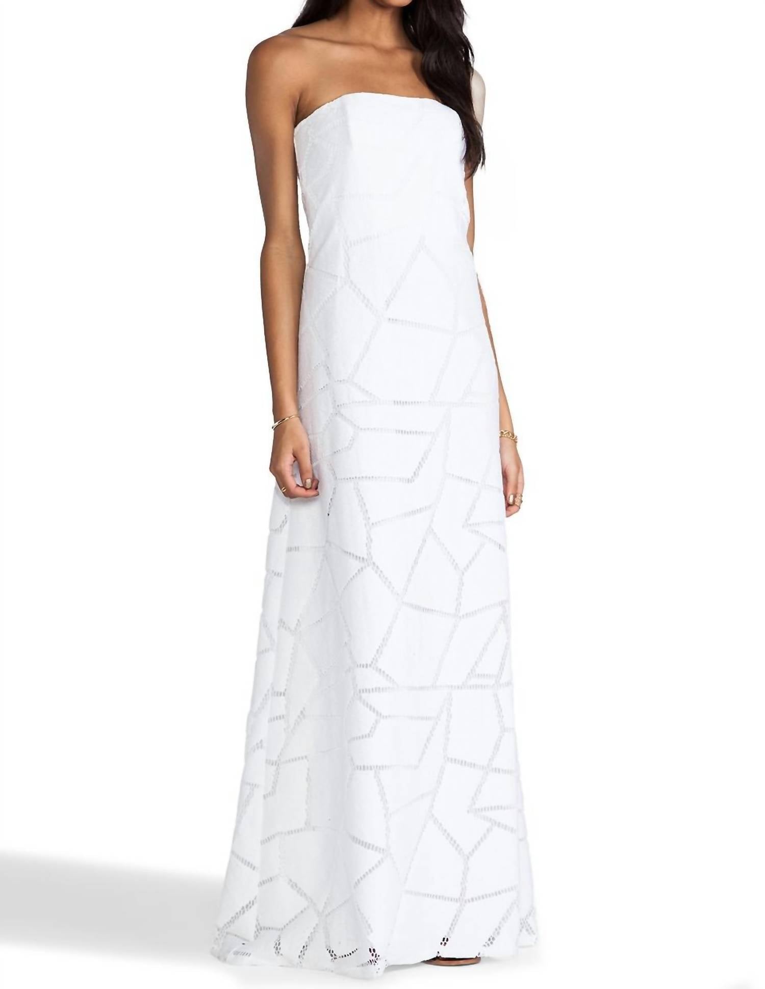 ALEXIS Lyona Long Strapless Dress in white - women's dress - alternate view