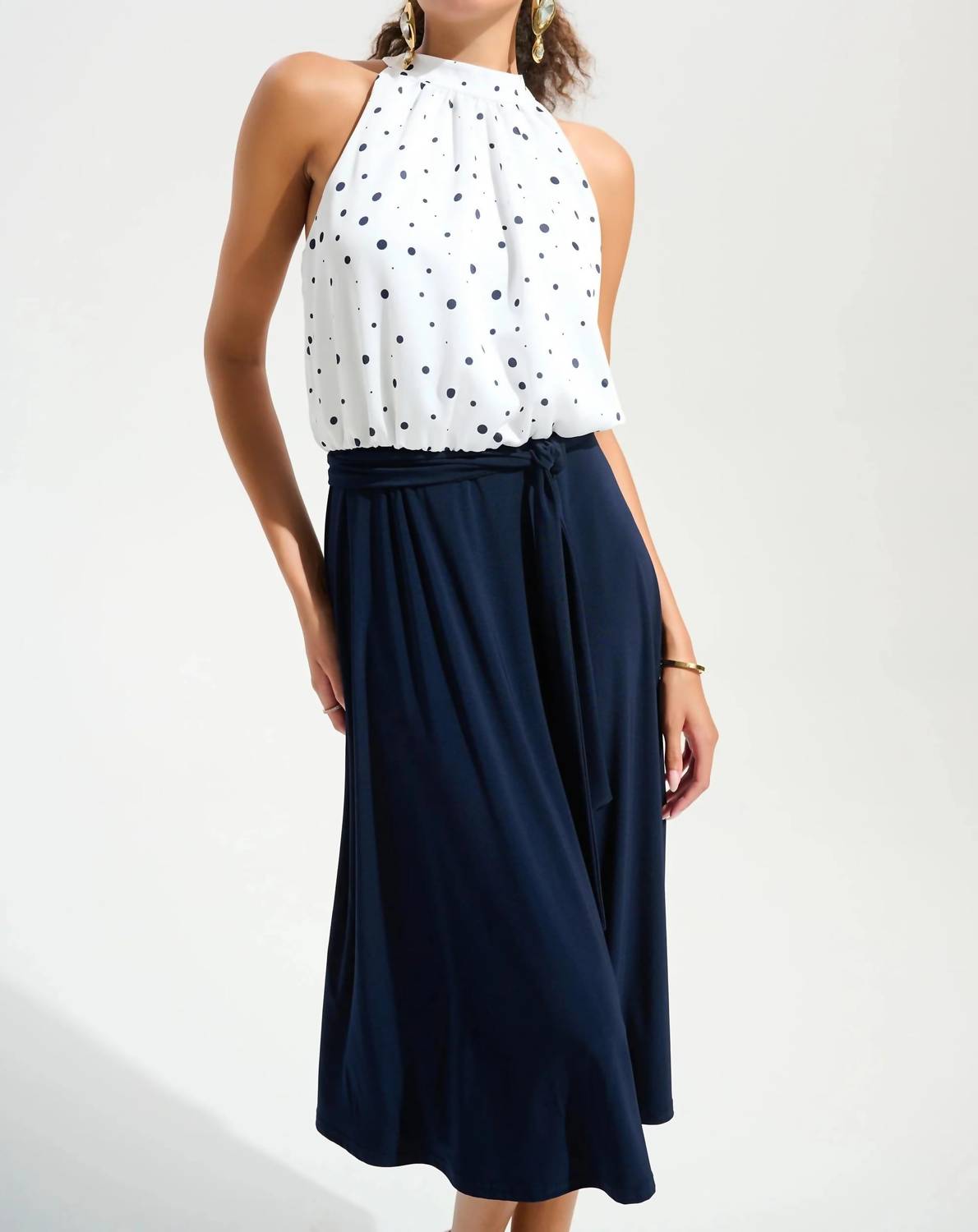 Joseph Ribkoff - Polka Dot Blouson Midi Dress